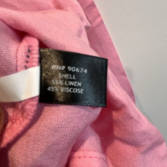 Boston Proper Pink Linen Button Up Blouse Women’s XS Tie Front Party Shower Long - Picture 9 of 12